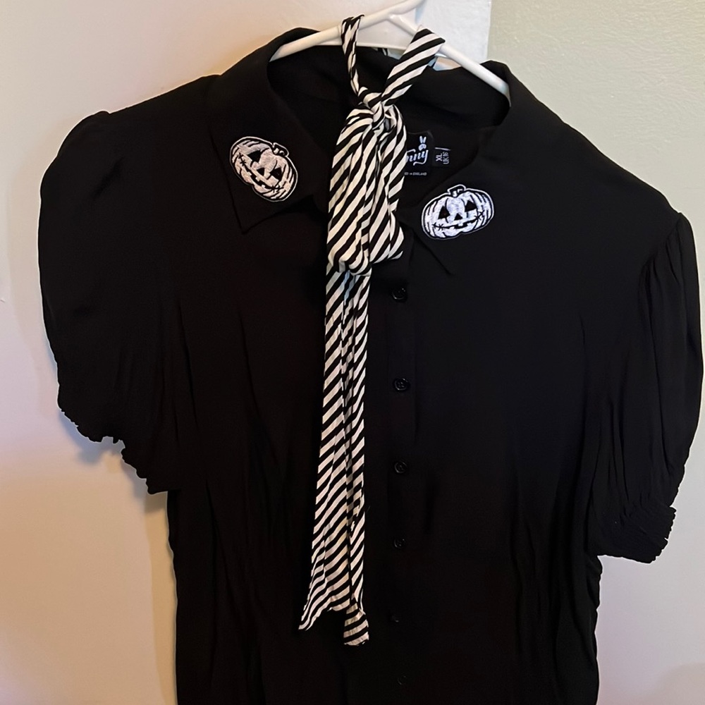 Hellbunny Jack o Lantern button down shirt- XL